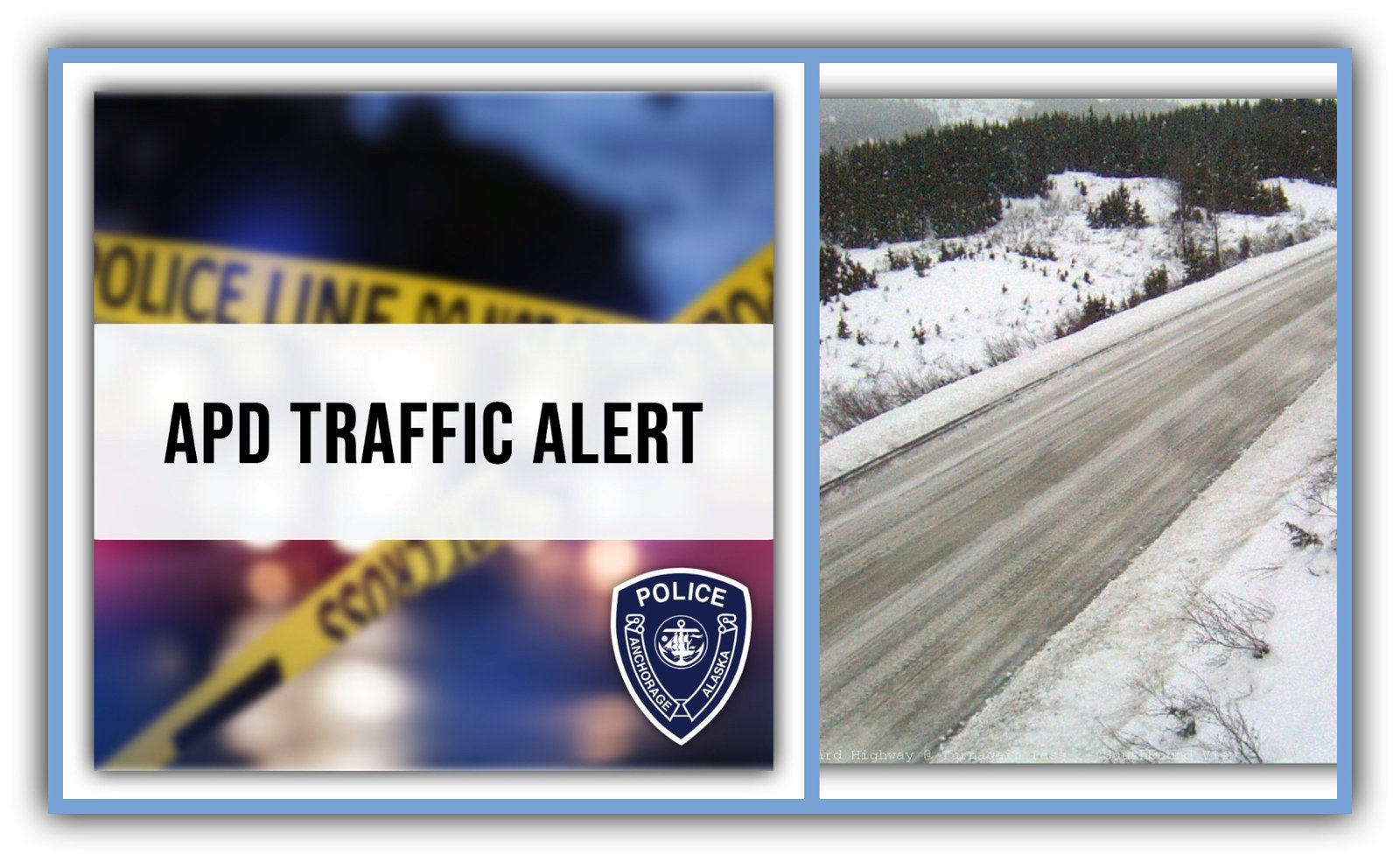 🚨❄️🚗 APD Traffic Alert: Caution Urged on Seward Highway Wintery Mix Conditions